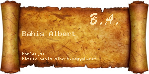Bahis Albert névjegykártya